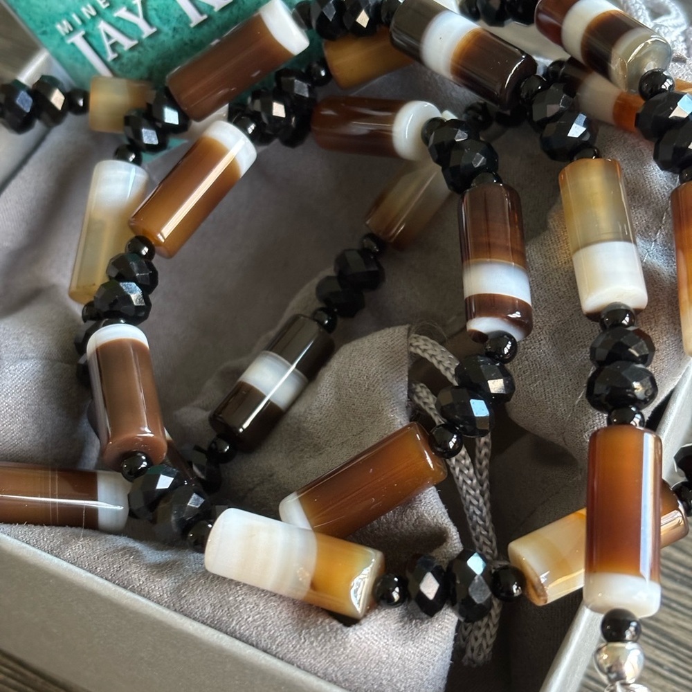 Jay King DTR Mine Finds Botswana Agate 35” Necklace 925 Sterling